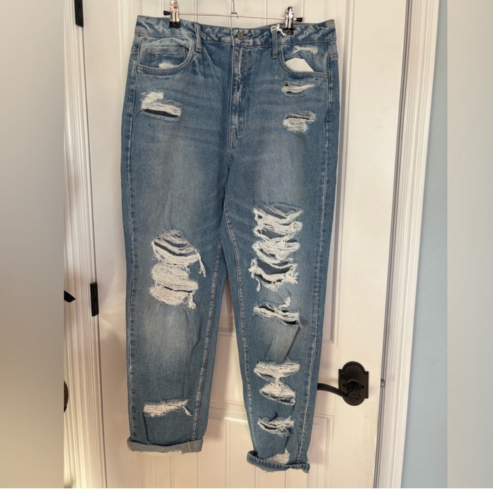 Flying Monkey Vintage Blue Ripped Boyfriend Jeans